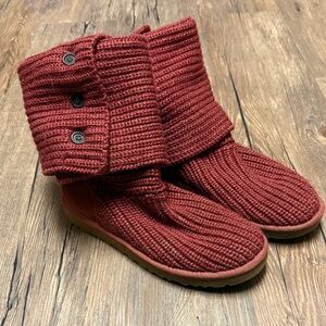 UGG Women’s Red Knit Button Boots